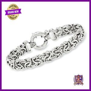 Sterling Silver Byzantine Bracelet 7" Link Chain Springring Clasp
